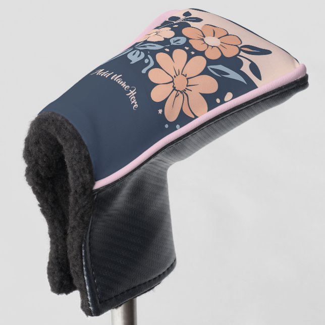 Personalised Flower Design Golf Putter Cover (3/4 Front)