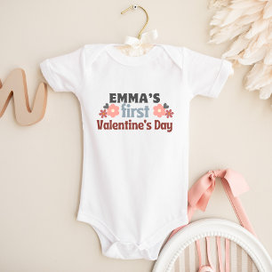 Personalised Flower First Valentine's Day Cute Baby Bodysuit
