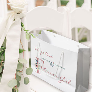 Personalised Flower Girl Elegant Floral Thank You Large Gift Bag