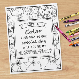 Personalised Flower Girl Proposal Colouring Card