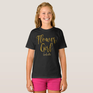 Personalised Flower Girl Tshirt   Gold Foil Print