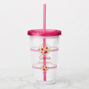 Personalised Flower Girl Wedding Gift Fuchsia Pink Acrylic Tumbler