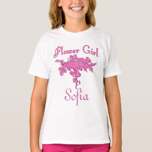 Personalised FLOWER GIRL with Big Pink Bouquet T-Shirt