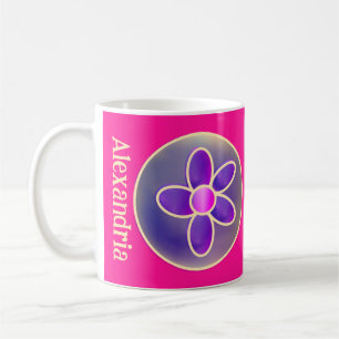 Personalised Flower Hot Pink Coffee Mug