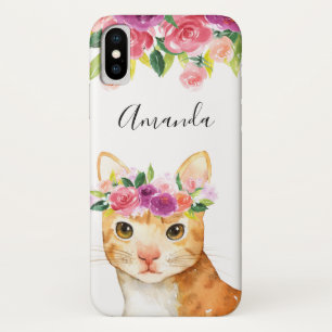 Personalised Flowers and Cat Case-Mate iPhone Case