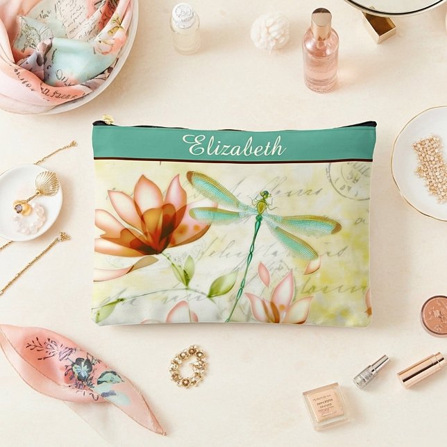 Personalised Flowers and dragonfly Accessory Pouch (Creator Uploaded)