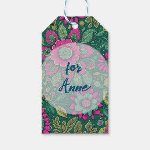 Personalised Flowers Mandala Blossoms pink green Gift Tags