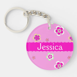 Personalised flowers pattern with name key ring