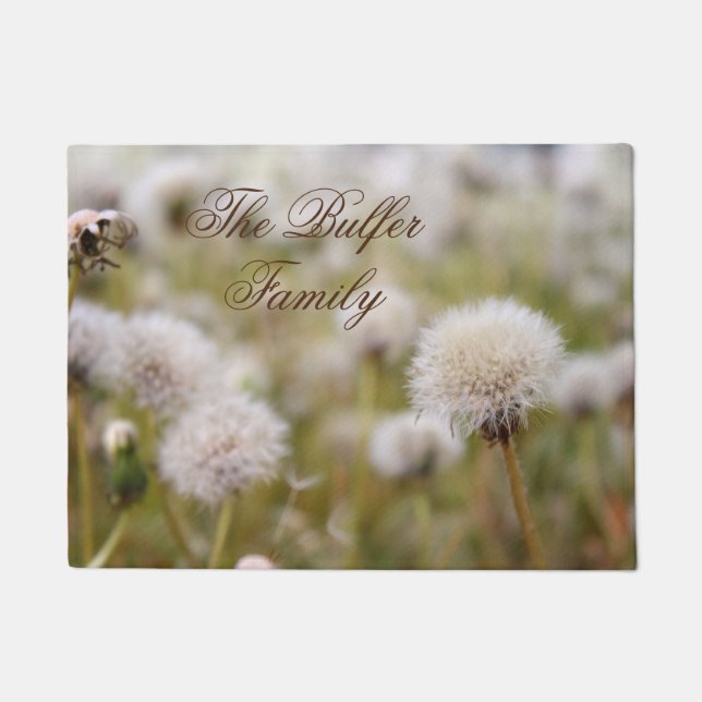 Personalised Fluffy Dandelion Field Doormat (Front)