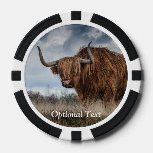 Personalised Fluffy Scottish Highland Cow Poker Chips