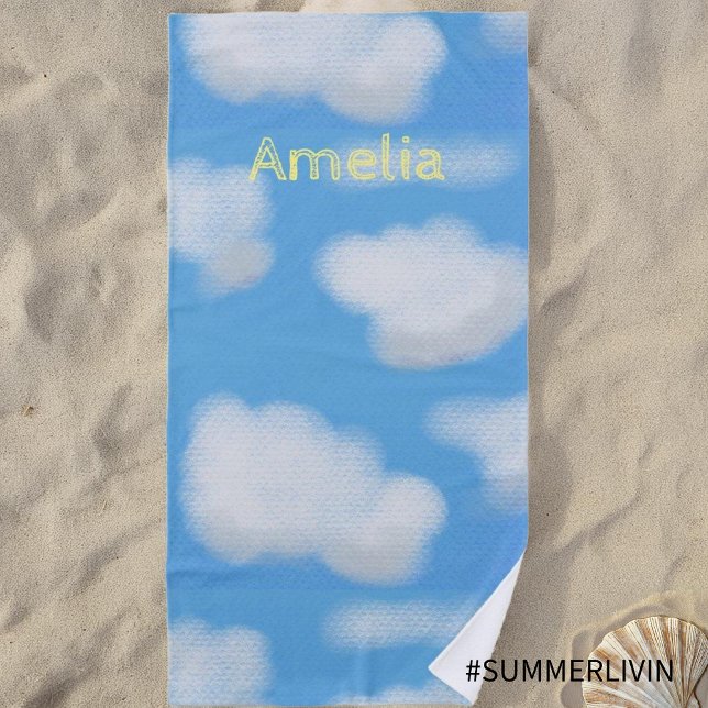 Personalised Fluffy White Clouds Beach Towel (Creator Uploaded)