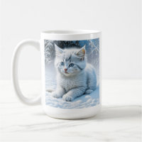 Personalised Fluffy White Kitten in Snow