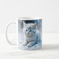 Personalised Fluffy White Kitten in Snow