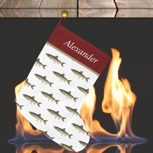 Personalised Fly Fishermen's Holiday Fly Fish  Large Christmas Stocking