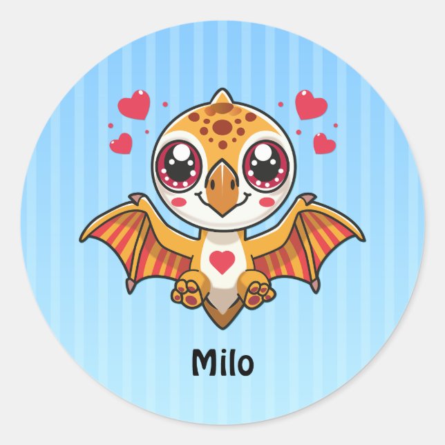 Personalised Flying Dinosaur Stickers (Front)
