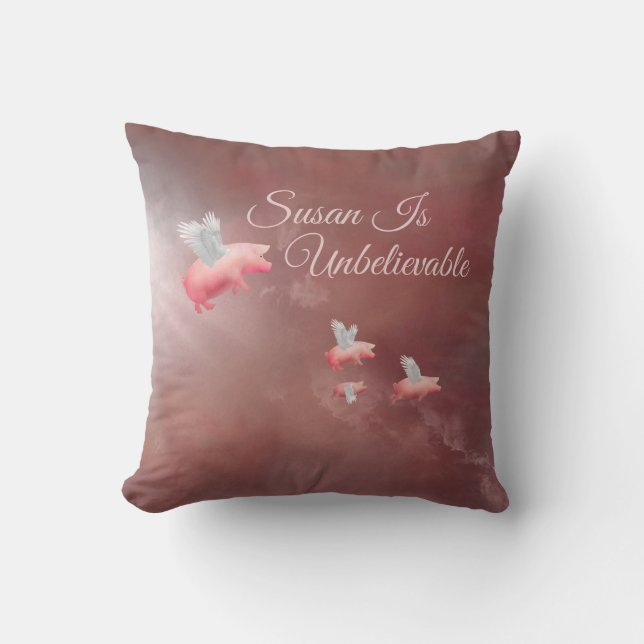 Personalised Flying Pig Cushion (Front)
