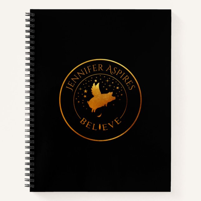 Personalised Flying Pig Notebook (Front)