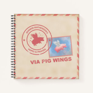 Personalised Flying Pig Postage Notebook