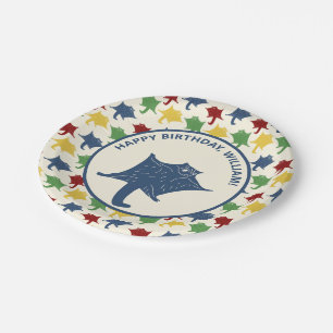 Personalised Flying Sugar Gliders Primary Colours Paper Plate