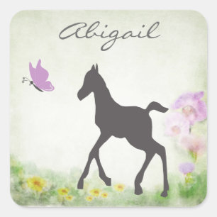 Personalised Foal and Butterfly Horse Sticker