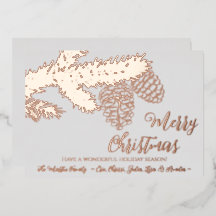 Personalised FOIL Merry Christmas Card w/ Pinecone