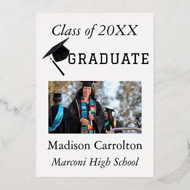 Personalised Foiled Graduatioin Announcement (Front)