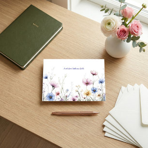 Personalised Folded Note Cards Watercolor Flowers