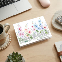 Personalised Folded Watercolor Hollyhock Note Card