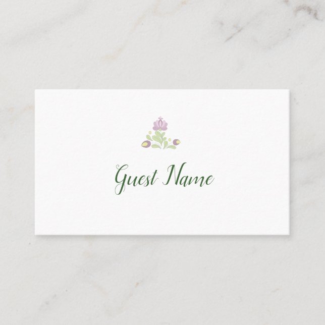 Personalised Folk Floral Wedding Place Card (Front)