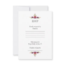 Personalised Folk Floral Wedding RSVP Card