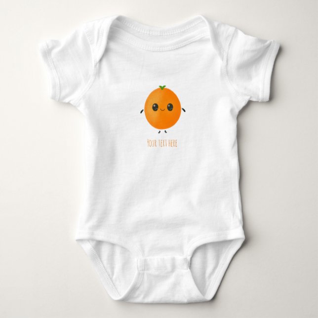 Personalised Food Orange Baby Bodysuit (Front)
