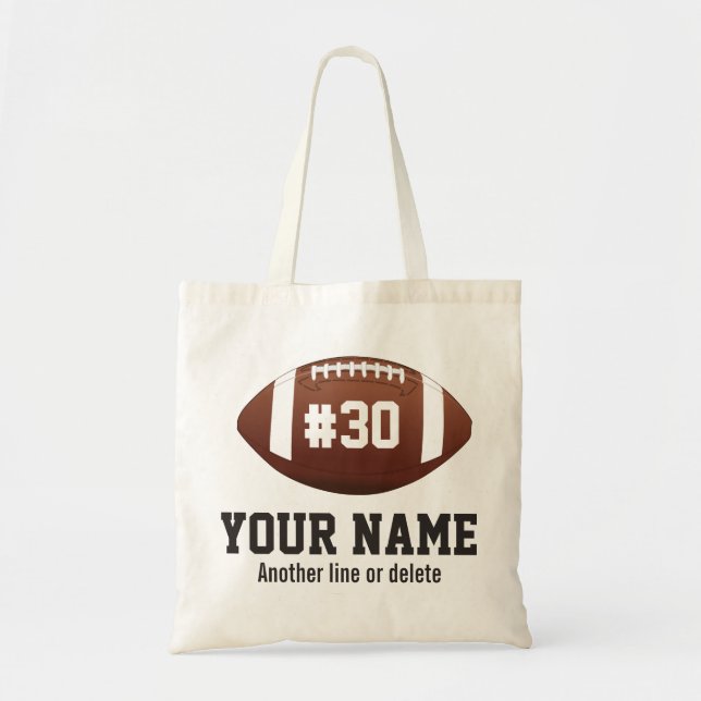 Personalised football Custom Name Number Tote Bag (Front)