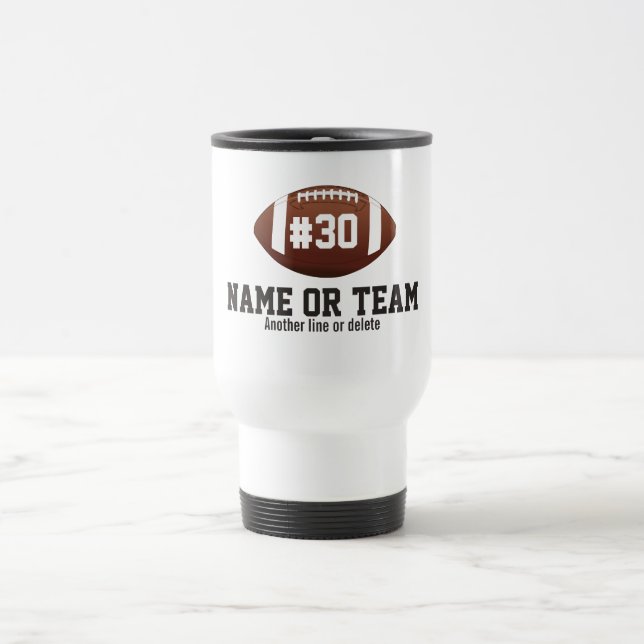 Personalised Football Design Name, Number, Team Travel Mug (Center)