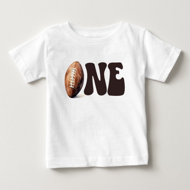 Personalised Football First Year Down Birthday  Baby T-Shirt (Front)