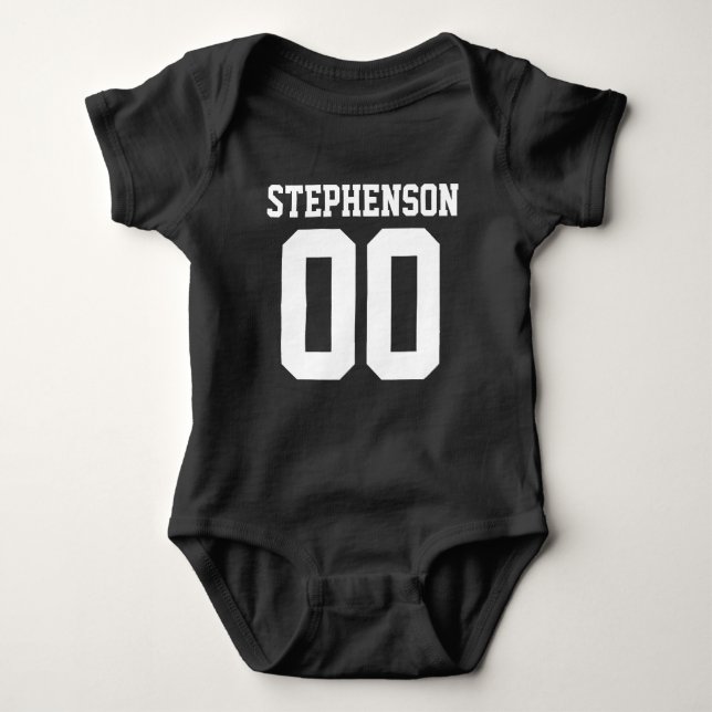 Personalised Football Jersey Baby Boy Custom Text Bodysuit (Front)