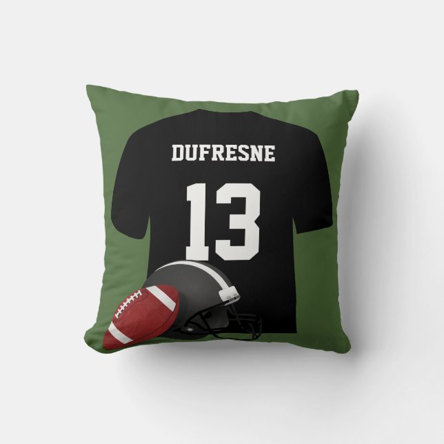 Personalised Football Jersey Green Cushion (Front)