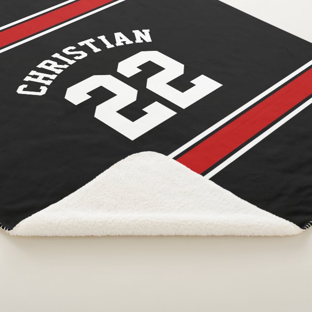 Personalised Football Jersey Novelty Sport Red Sherpa Blanket (3/4)