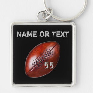 Personalised Football Keychains, Vintage Grunge Key Ring