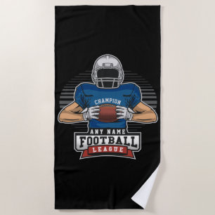 Personalised Football League Player Team Champ  Beach Towel