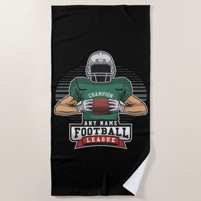 Personalised Football League Player Team Champ   Beach Towel (Front)