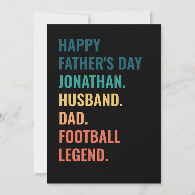 Personalised Football Legend Husband Father's Day Holiday Card (Front)