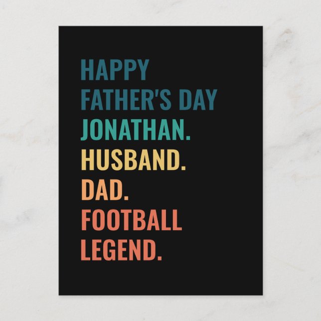 Personalised Football Legend Husband Father's Day Holiday Postcard (Front)