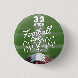 Personalised Football Mum Pin, Jersey & Name 3 Cm Round Badge
