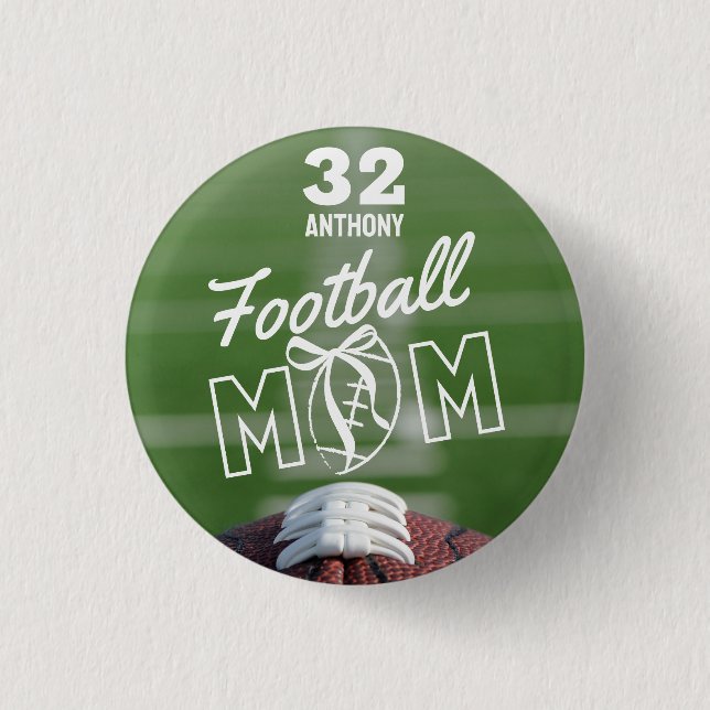 Personalised Football Mum Pin, Jersey & Name 3 Cm Round Badge (Front)