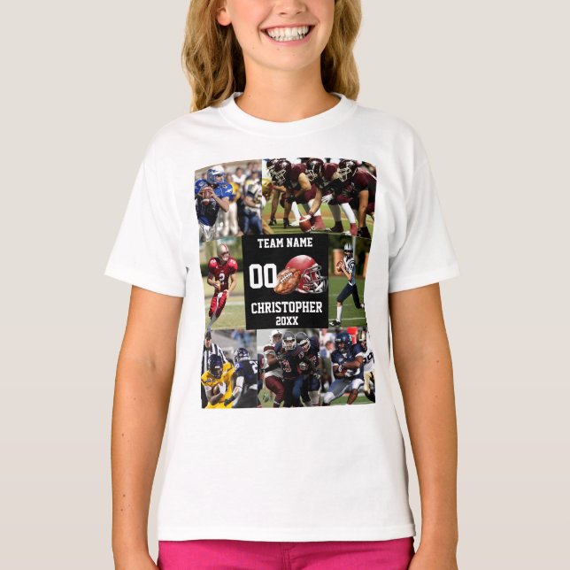 Personalised Football Photo Collage Sports  T-Shirt (Front)