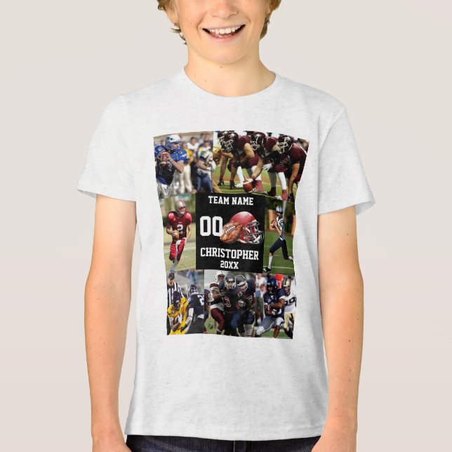 Personalised Football Photo Collage Sports  Tri-Blend Shirt (Front)