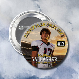 Personalised Football Player Photo 6 Cm Round Badge
