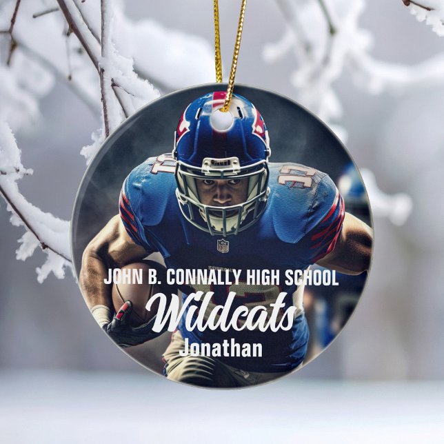 Personalised Football Player Photo High School Ceramic Tree Decoration (Creator Uploaded)