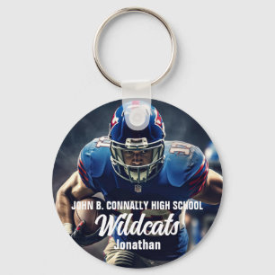 Personalised Football Player Photo High School Key Ring