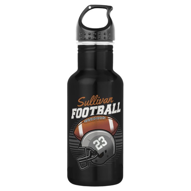 Personalised Football Player Team Number Helmet 532 Ml Water Bottle (Front)
